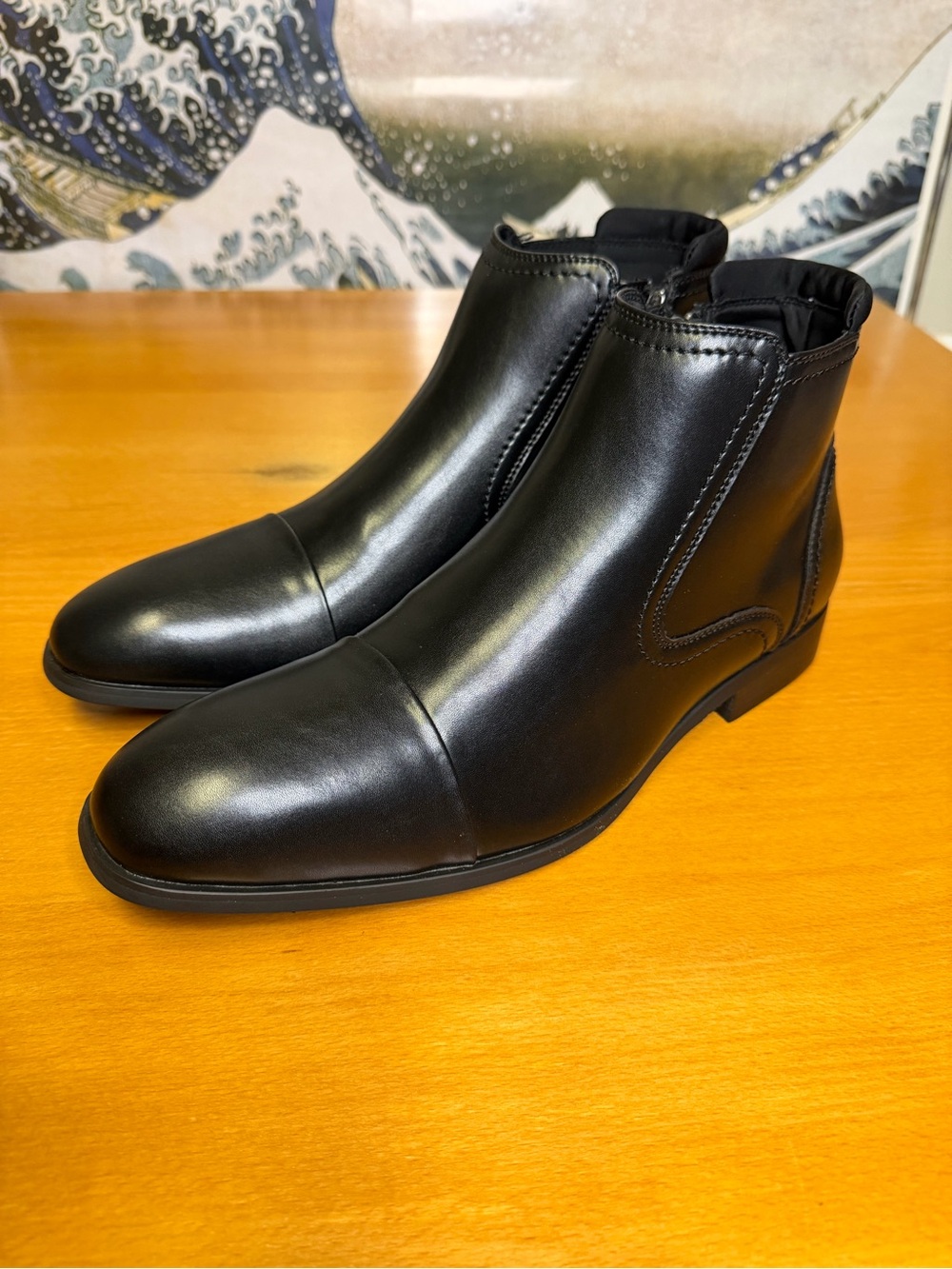 Black Chelsea Boots Men Dress Boots with Zipper Casual Men's Leather